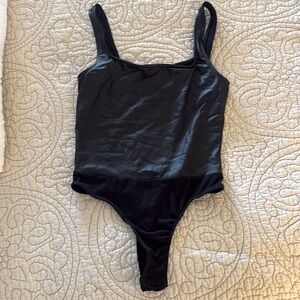 NWOT Cute faux leather thong bodysuit